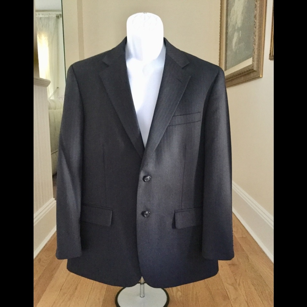 Bill Blass Gray Striped Wool Suit Jacket, Sz. 40S